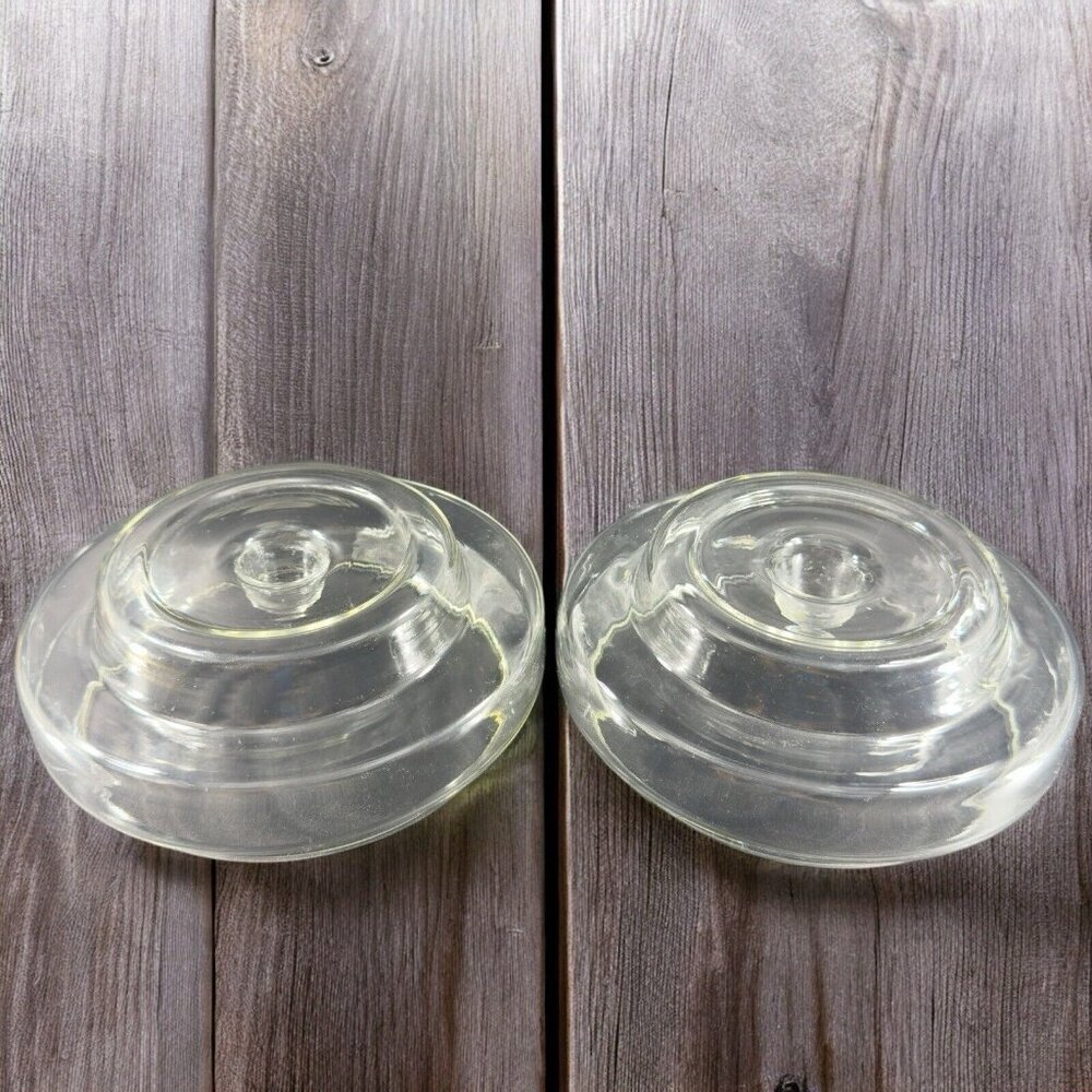 Vintage‎ Clear Taper Candle Stick Holder Set 2 Votive Candle Holders Set VTG